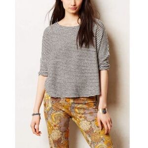 ANTHROPOLOGIE Striped Cutout Tee